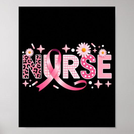 Nk Ribbon Stethoscope Nurse Life Breast Cancer Awa Poster (Vorne)