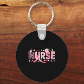 Nk Ribbon Stethoscope Nurse Life Breast Cancer Awa Schlüsselanhänger (Vorderseite)