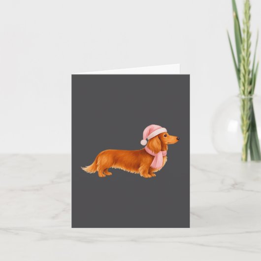 Nk Santa Red Long Haired Dachshund Christmas Karte (Vorderseite)