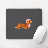 Nk Santa Red Long Haired Dachshund Christmas  Mousepad (Mit Mouse)