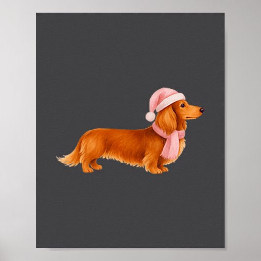Nk Santa Red Long Haired Dachshund Christmas  Poster (Vorne)