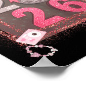 Nk Sparkle Disco Bow 2026 Coquette Happy New Year Poster (Ecke)