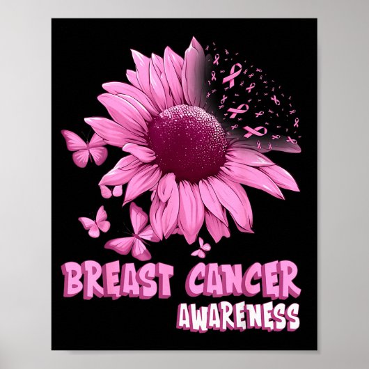 Nk Sunflower Breast Cancer Awareness Ribbon In Oct Poster (Vorne)