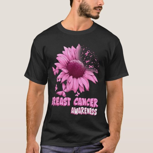 Nk Sunflower Breast Cancer Awareness Ribbon In Oct T-Shirt (Vorderseite)
