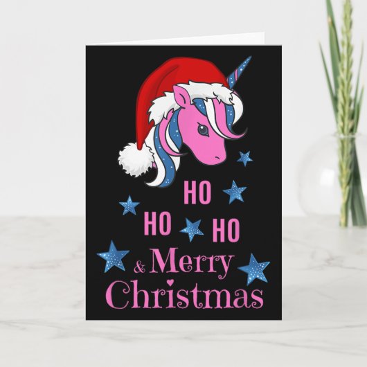 Nk Unicorn Santa Merry Christmas Karte (Vorderseite)
