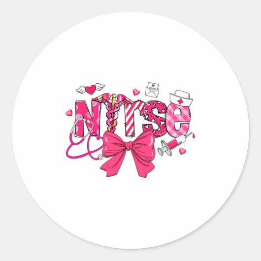 Nk Valentine Nurse Coquette Bow Cuds Favorite  Runder Aufkleber (Vorderseite)