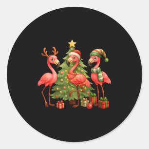 Nk Weihnachtsflamingos _ Süßer Feiertagsbaum & Runder Aufkleber