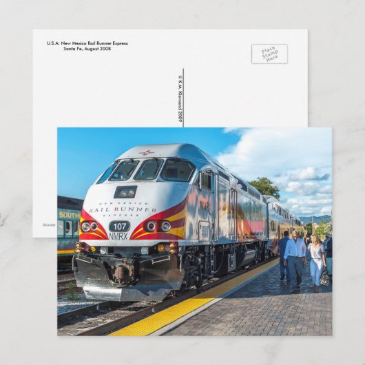 NM Rail Runner Xpress in Santa Fe Postkarte (Vorne/Hinten)