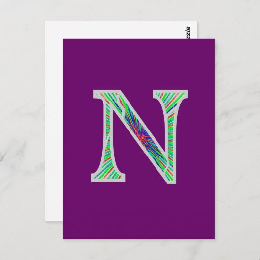 Nn belichtete Monogramm Postkarte (Vorne/Hinten)