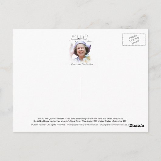 No.20 HM Queen Elizabeth II., Präsident George Bus Postkarte (Rückseite)