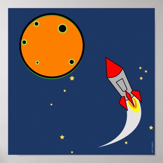 No.2 Space ROCKET Kinderzimmerzeichen Poster (Vorne)