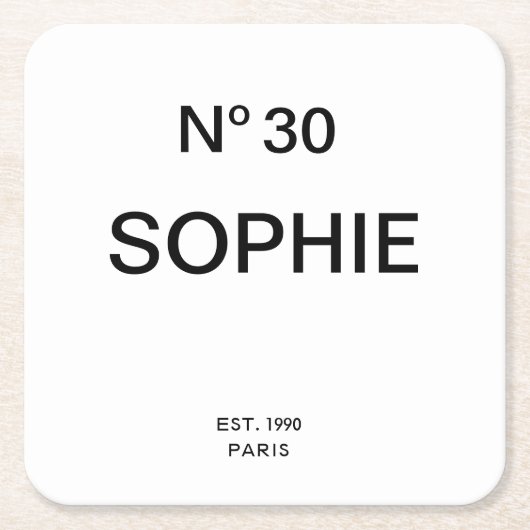 No 30 French Chic 30th Birthday Party Rechteckiger Pappuntersetzer (Vorderseite)