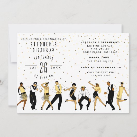 NO AGE Art Deco/Great Gatsby/1920s Birthday Party Einladung (Vorderseite)