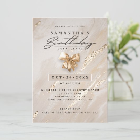 NO AGE Moderne Elegante Imitate Goldene Frische Pa Einladung (Stehend Vorderseite)