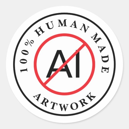 No AI 100% Human Made Artwork Runder Aufkleber (Vorderseite)