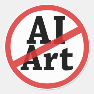 No AI Art Runder Aufkleber