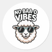 No Baa-d Vibes Sheep Runder Aufkleber (Vorderseite)