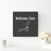 No Baseball Today Sad Stick Figure Baseball lovers Quadratische Wanduhr (Zuhause)