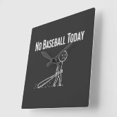 No Baseball Today Sad Stick Figure Baseball lovers Quadratische Wanduhr (Winkel)