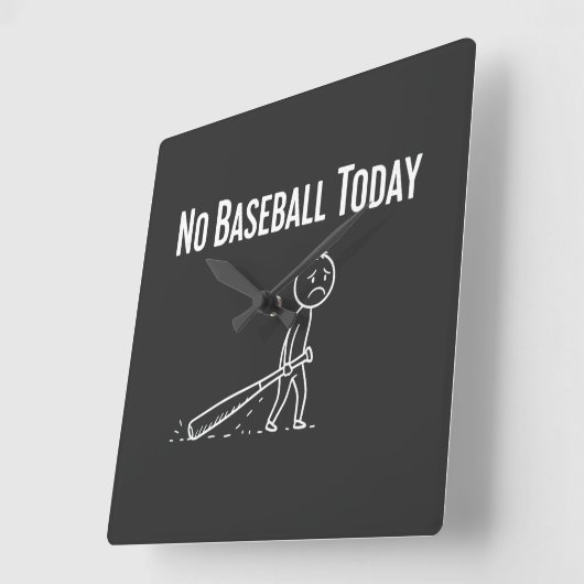 No Baseball Today Sad Stick Figure Baseball lovers Quadratische Wanduhr (Winkel)