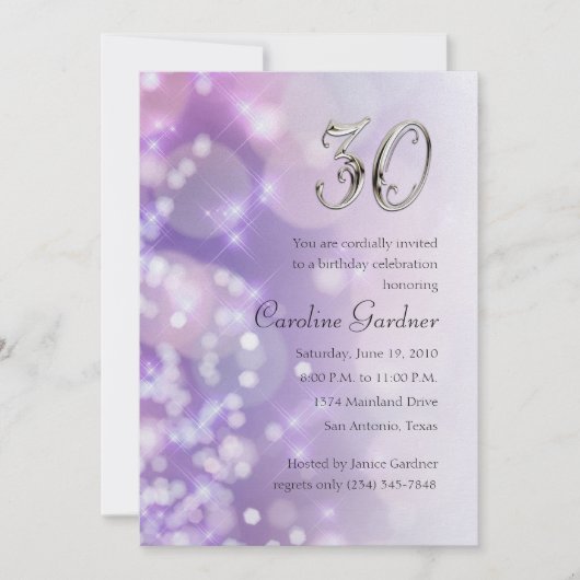 No Birthday Einladung Glamour Lights (Vorderseite)