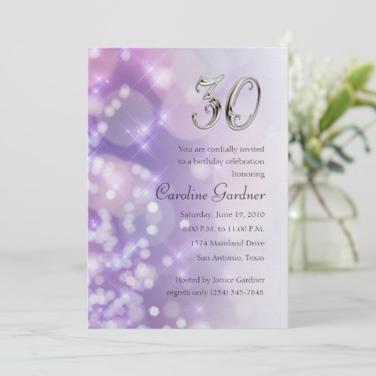 No Birthday Einladung Glamour Lights (Stehend Vorderseite)