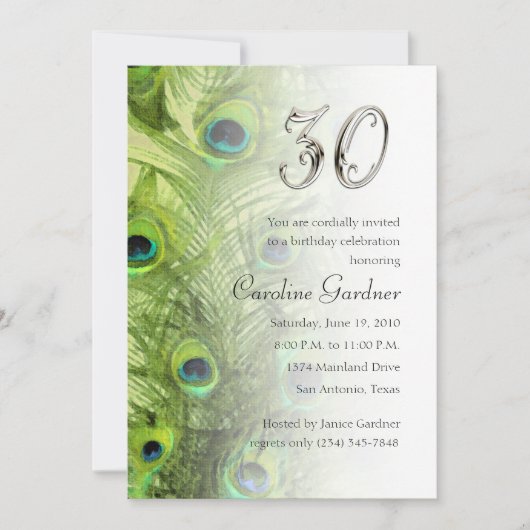 No. Birthday Invitation Peacock Set 1115 Einladung (Vorderseite)