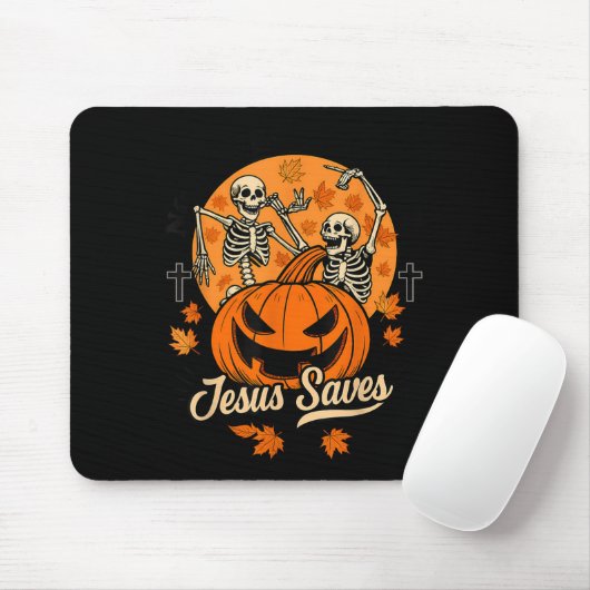 No Bones About It Jesus Saves Christian Halloween Mousepad (Mit Mouse)