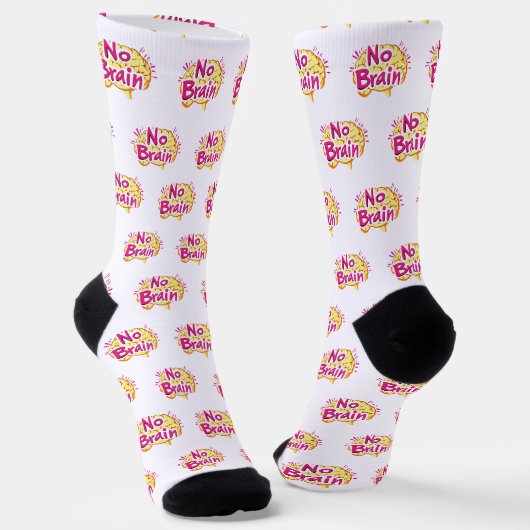 No Brain Funny Slogan Socken (Gewinkelt)
