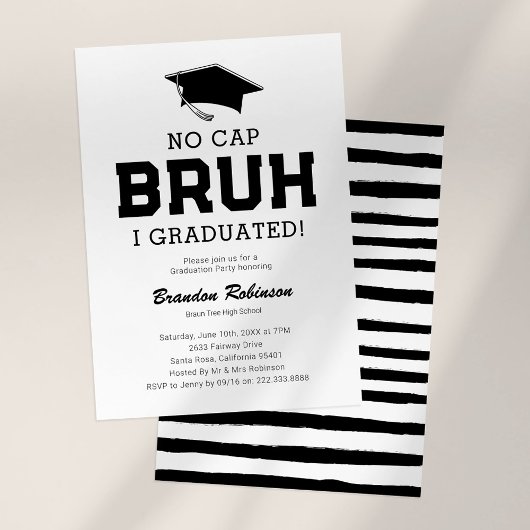 No Cap Bruh Graduation Party Einladung