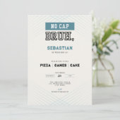No Cap Bruh Pizza Games Cake Boy Birthday Einladung (Stehend Vorderseite)