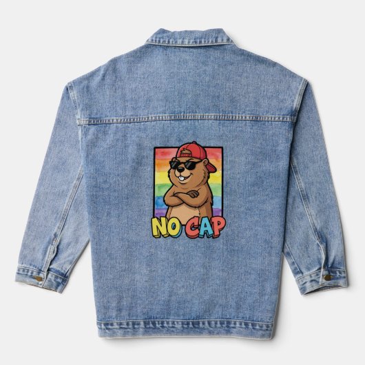 No Cap Capybara – Funny Capybara Meme Streetwear  Jeansjacke (Rückseite)