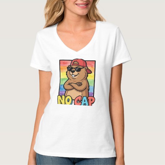No Cap Capybara – Funny Capybara Meme Streetwear  T-Shirt (Vorderseite)
