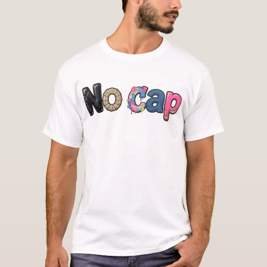 "No Cap" Mixed-Style-Leder, Goldschmuck, Graffiti T-Shirt (Vorderseite)