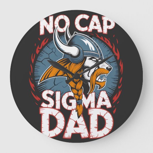 No Cap Sigma Dad Viking Graphic Tee for Fathers Große Wanduhr (Vorderseite)