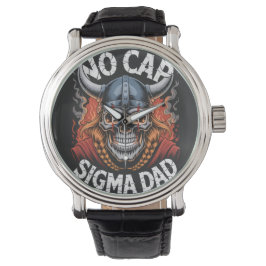 No Cap Sigma Dad Viking Skull Tee for Fathers Armbanduhr