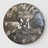 No Cat No Life Große Wanduhr (Vorderseite)