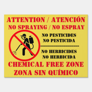 No Chemie / Pesticide Yard Sign Spanisch Englisch Gartenschild