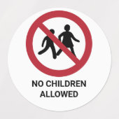 No Children Allowed, Prohibition Sign Etiketten (Design 2)