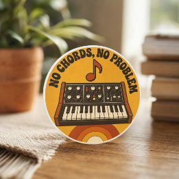 No Chords, No Problem – Synth Nerd Humor Runder Aufkleber