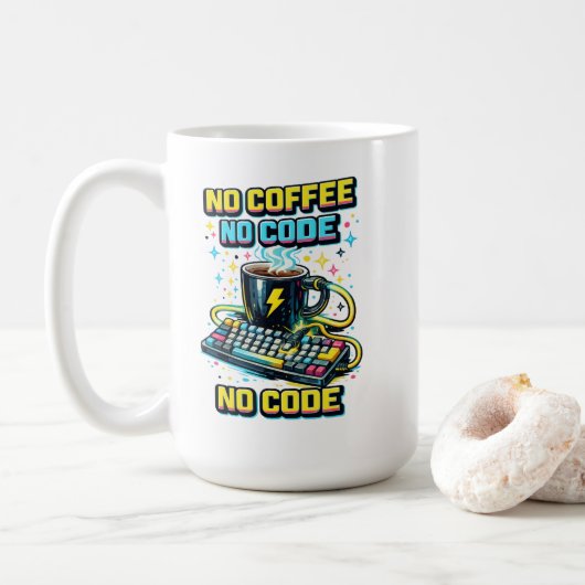 No Coffee No Code Kaffeetasse (Mit Donut)
