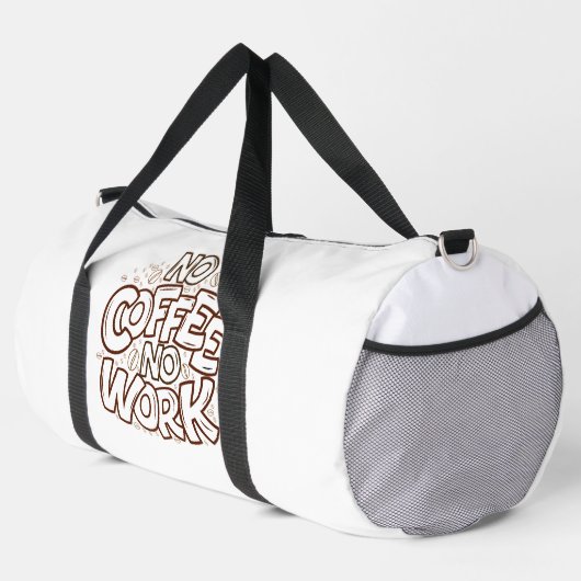 No Coffee No Work Doodle Duffle Bag (Rechte Ecke)