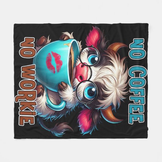 No Coffee No Workie Fleecedecke (Vorderseite (Horizontal))