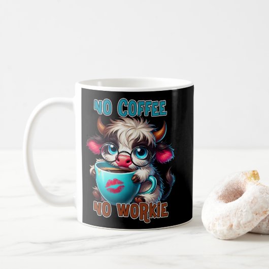 No Coffee No Workie Kaffeetasse (Mit Donut)