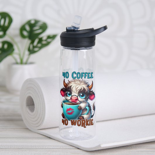 No Coffee No Workie  Trinkflasche (Yoga (gedreht))