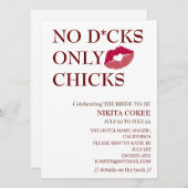 No D*cks Only Chicks Bachelorette Wochenende Rusti Einladung (Vorne/Hinten)