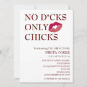 No D*cks Only Chicks Bachelorette Wochenende Rusti Einladung (Vorderseite)