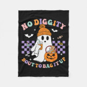 No Diggity Bout To Bag It Up Cute Ghost Halloween  Fleecedecke (Vorderseite)