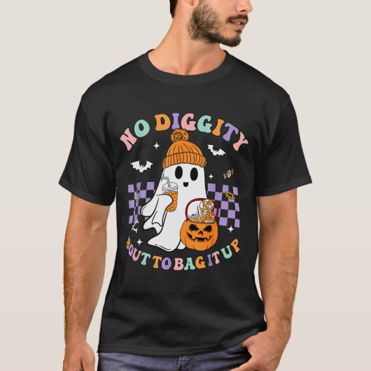 No Diggity Bout To Bag It Up Cute Ghost Halloween T-Shirt (Vorderseite)