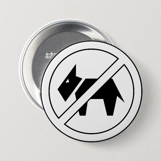 No Dogs Allowed Bold Black and White Symbol Button (Vorne & Hinten)